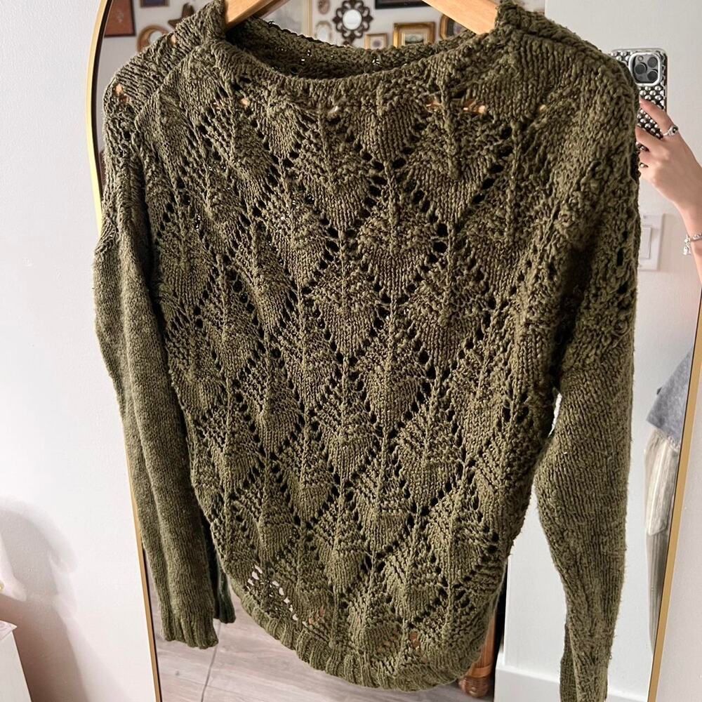 Olive green knitted sweater with